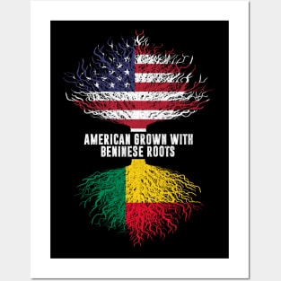 American Grown with Beninese Roots USA Flag Posters and Art